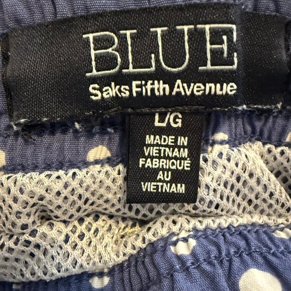 Blue Saks Fifth Avenue Blue Swim Trunks w White Polka Dots Men's Large See Notes - Picture 3 of 8